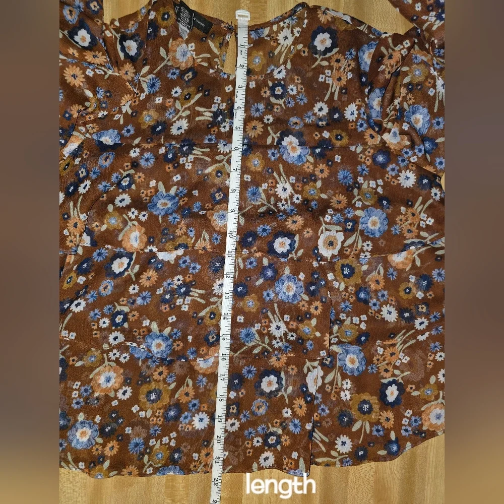 INC International Concepts Floral Blouse Medium #BL8 - Picture 6 of 8